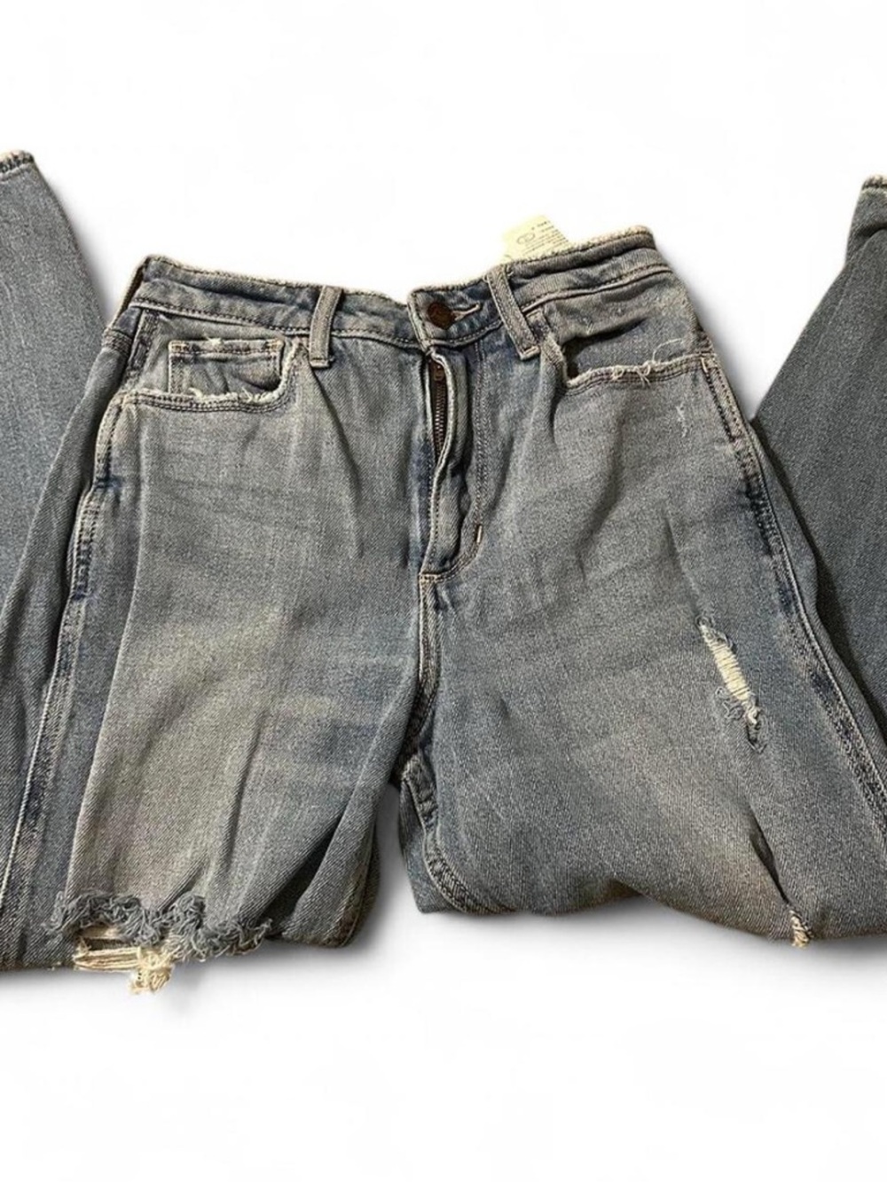 Hollister Women’s Boyfriend Jeans in Faded Gray with Distressed Hem